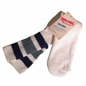 Vintage Spalding White Blue Gray Stripe Retro Tube Socks 1970’s
